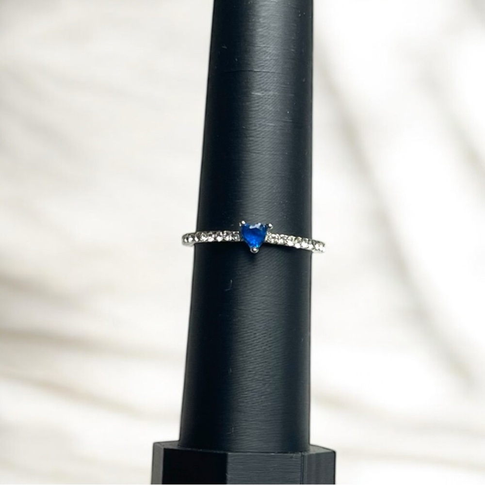 Blue Heart CZ Ring